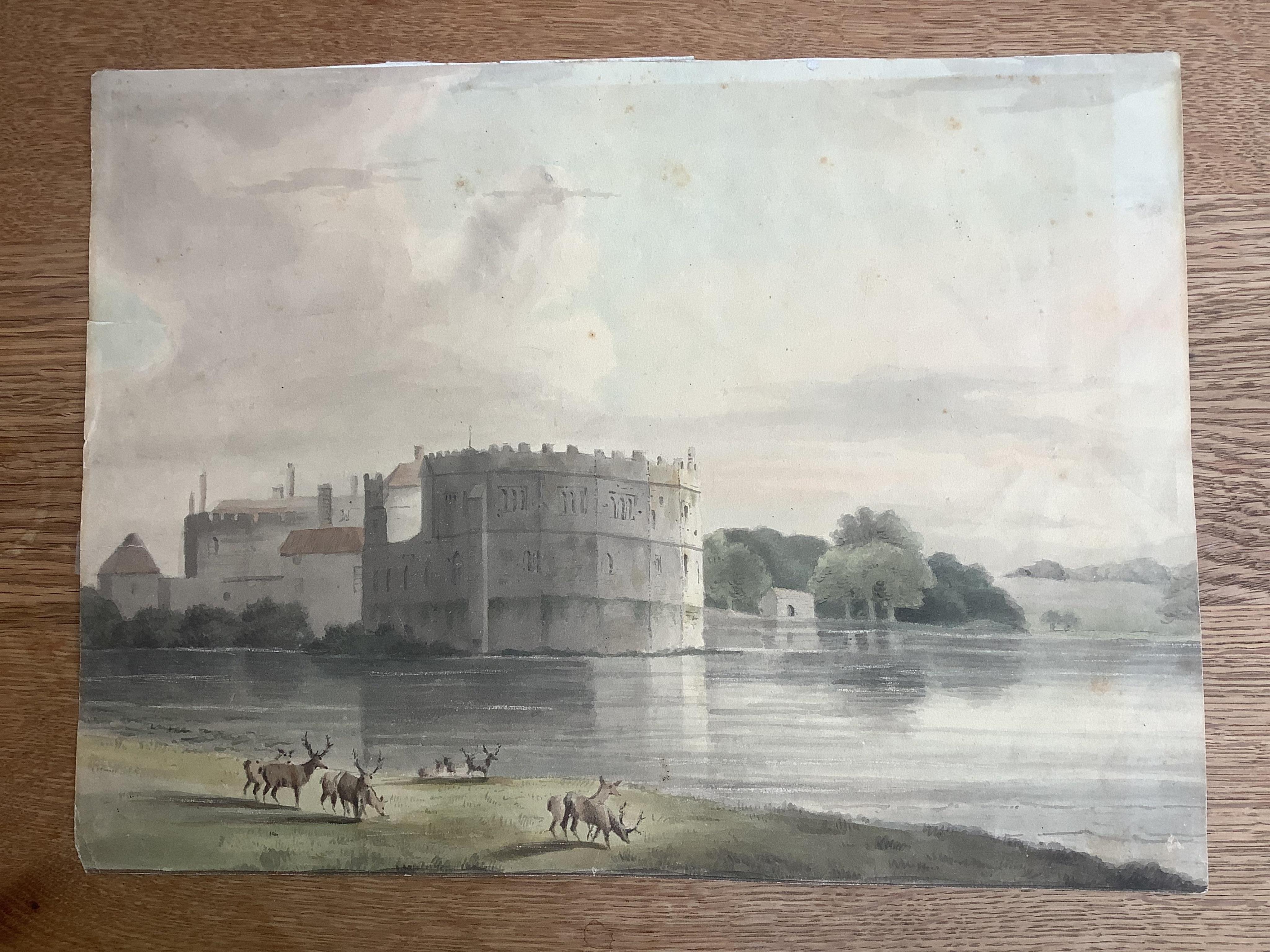 Circle of Anthony Vandyke Copley Fielding, P.O.W.S. (1778-1855), watercolour, ‘Leeds Castle’, 26 x 36cm, unframed. Condition - fair